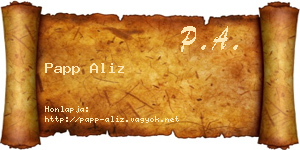 Papp Aliz névjegykártya